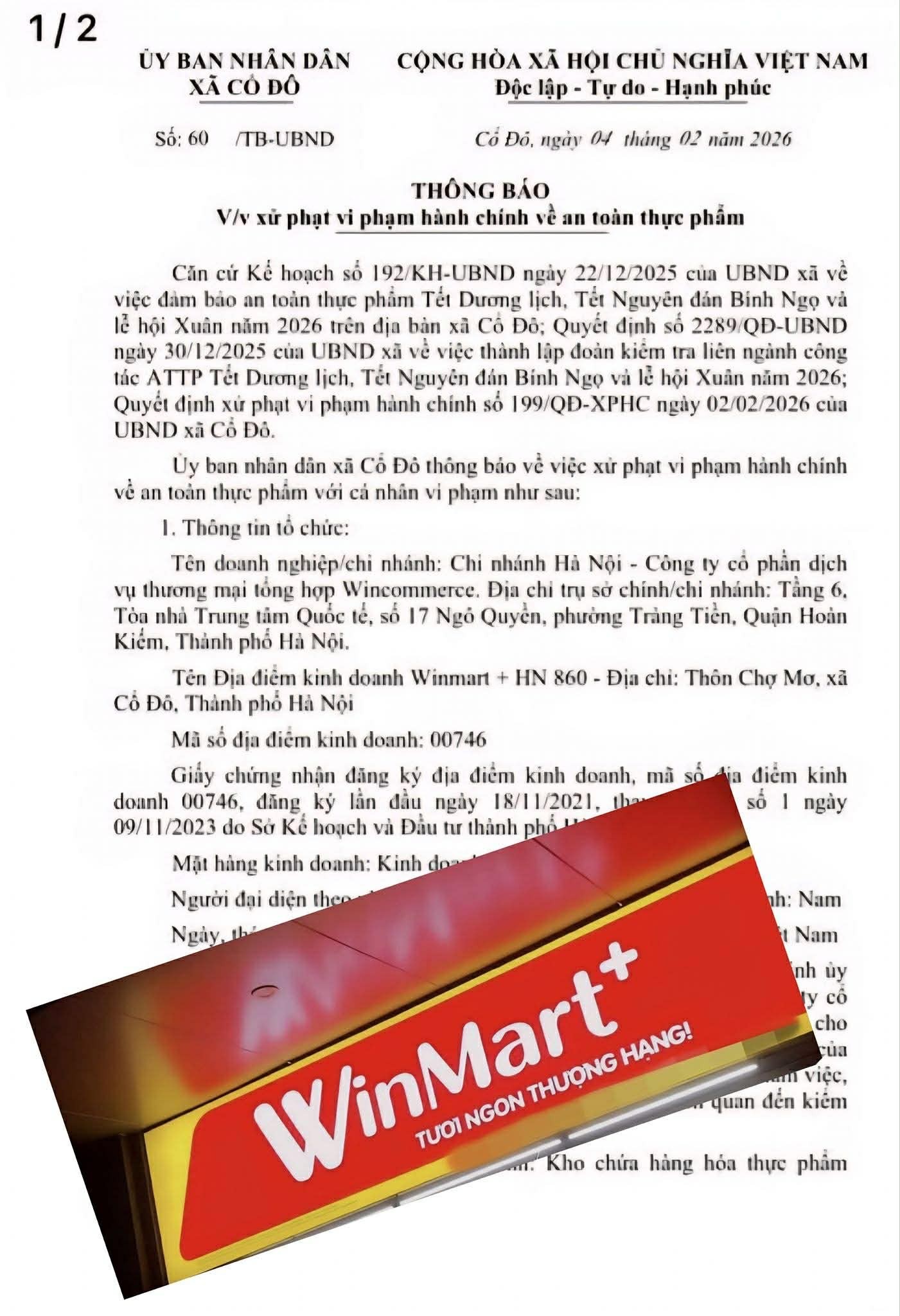 WinMart + bị phạt 24 triệu đồng vì vi phạm an toàn thực phẩm